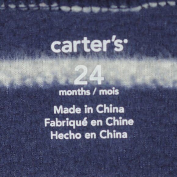 Carter's Infant 24 Months Blue & Gray Striped Fleece 1/4 Zip Pullover Jacket - Picture 7 of 7
